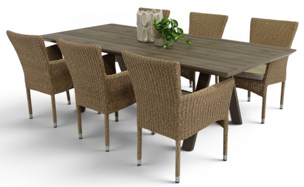 6 Beach Chairs & 2.3m Allure Table Taupe