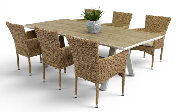 6 Beach Chairs & 2.3m Allure Table White
