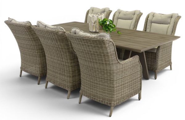 6 Bianco Chairs & 2.3m Allure Table Taupe