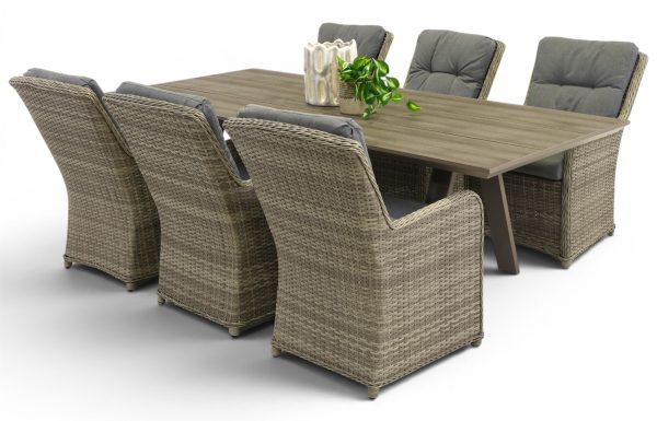 6 Cannes Chairs & 2.3m Allure Table Taupe (Copy)