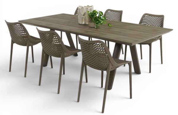 6 Isla Chairs & 2.3m Allure Table Taupe