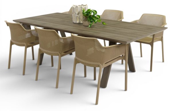 6 Paris Taupe Chairs & 2.3m Allure Table Black