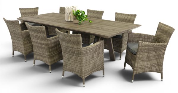 8 Antibes Chairs & 2.3m Allure Table Taupe