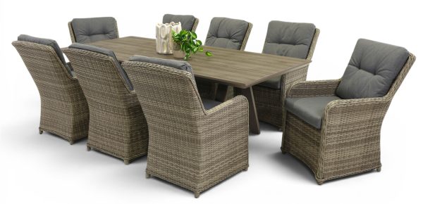 8 Cannes Chairs & 2.3m Allure Table Taupe