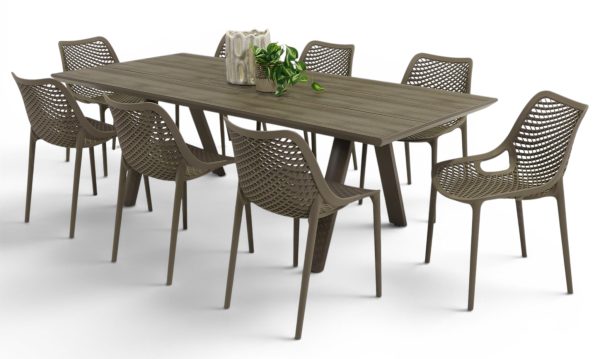 8 Isla Chairs & 2.3m Allure Table Taupe
