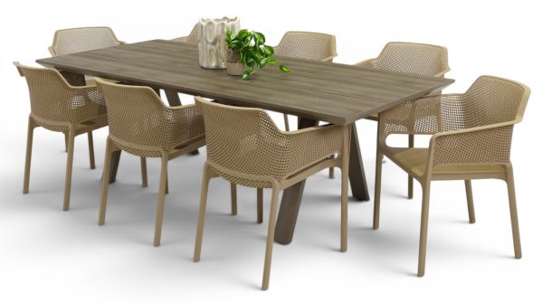 8 Paris Taupe Chairs & 2.3m Allure Table Black