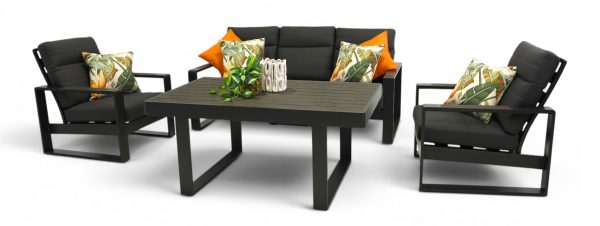 Allure High Back Sofa Dining Set Black