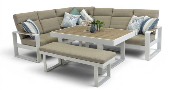 Allure High Back Modular Dining Set & Bench White