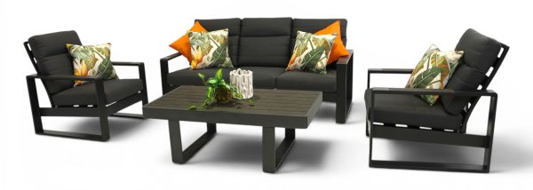 Allure High Back Sofa Coffee Set Black