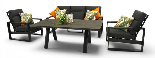 Allure High Back Sofa Dining Deluxe Set Black