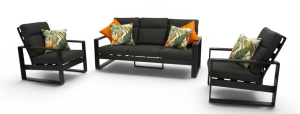 Allure High Back Sofa Set Black (No Table)