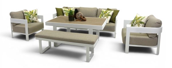 Bayside Sofa Dining Set & Bench White