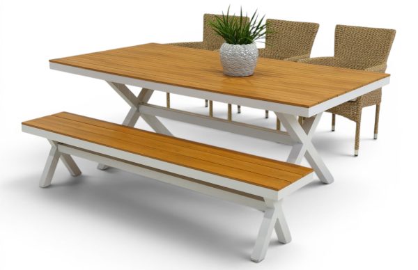 3 Beach Chairs, Bench & 2m Coast Table White