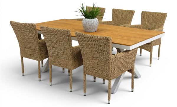 6 Beach Chairs & 2m Coast Table White