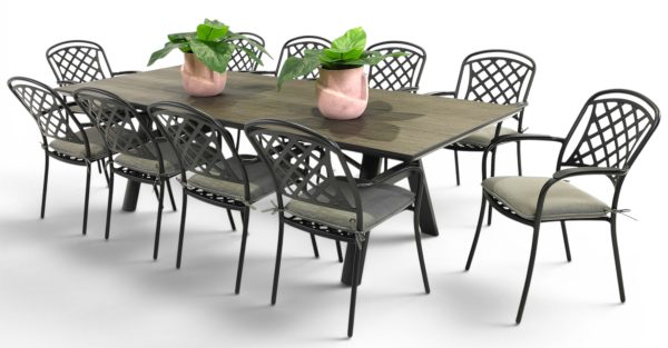 10 Antigua Chairs & 2.6m Allure Table Black