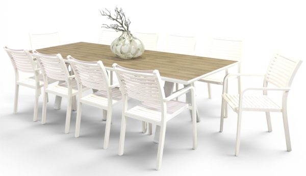 10 Aria Chairs & 2.6m Allure Table White