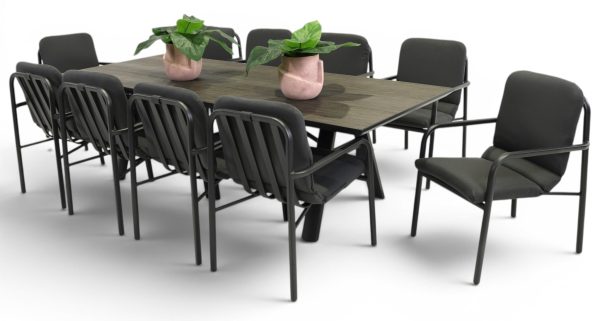 10 Arosa Chairs & 2.6m Allure Table Black