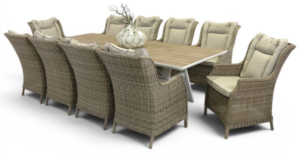 10 Bianco Chairs & 2.6m Allure Table White