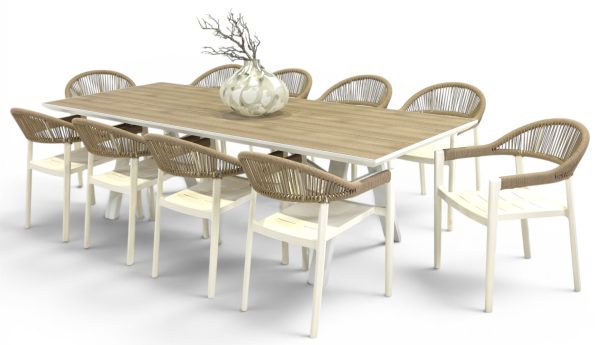 10 Canna Chairs & 2.6m Allure Table White