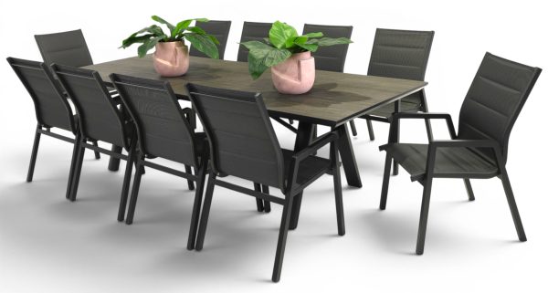 10 Crown Chairs & 2.6m Allure Table Black