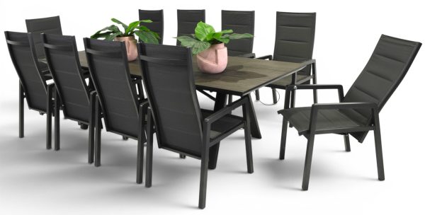 10 Crown Recliner Chairs & 2.6m Allure Table Black