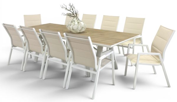10 Crown Chairs & 2.6m Allure Table White