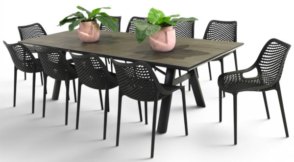 10 Isla Chairs & 2.6m Allure Table Black