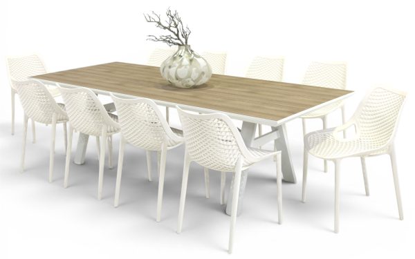 10 Isla Chairs & 2.6m Allure Table White
