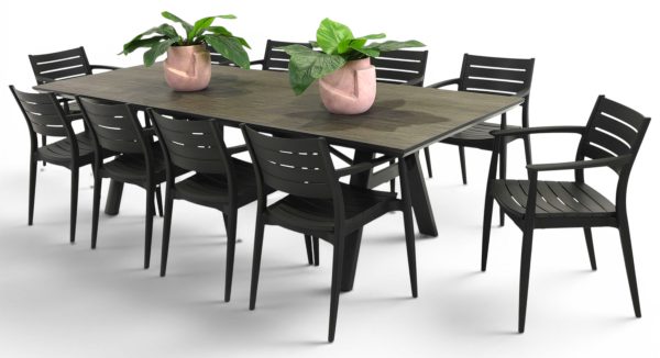 10 Lyon Chairs & 2.6m Allure Table Black