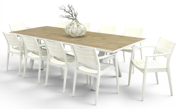 10 Lyon Chairs & 2.6m Allure Table White