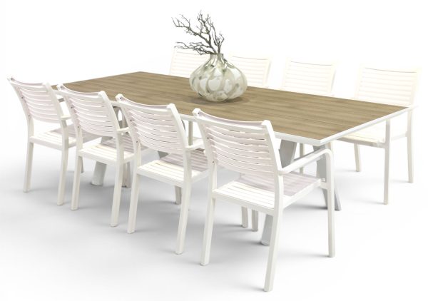8 Aria Chairs & 2.6m Allure Table White