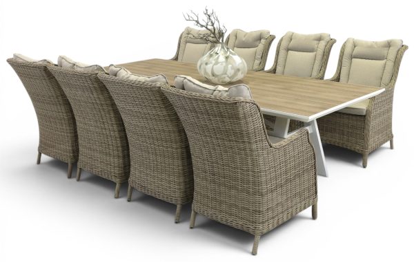 8 Bianco Chairs & 2.6m Allure Table White