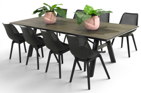 8 Bronte Chairs & 2.6m Allure Table Black