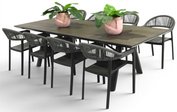 8 Canna Chairs & 2.6m Allure Table Black