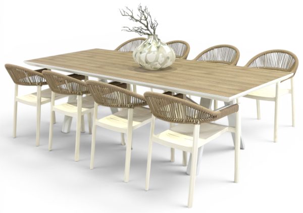 8 Canna Chairs & 2.6m Allure Table White
