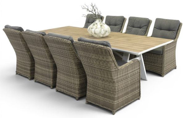 8 Cannes Chairs & 2.6m Allure Table White