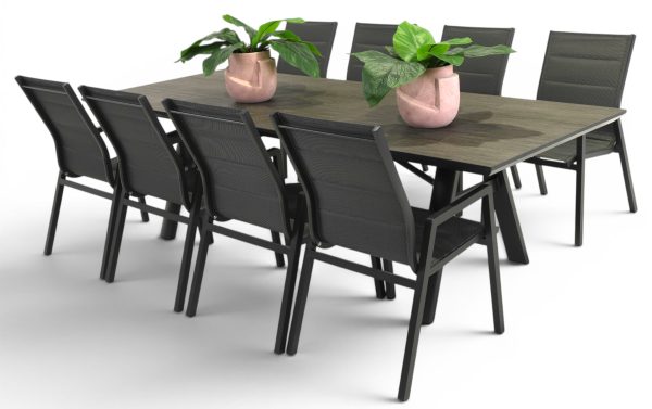 8 Crown Chairs & 2.6m Allure Table Black