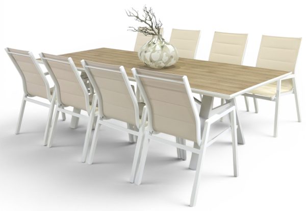 8 Crown Chairs & 2.6m Allure Table White
