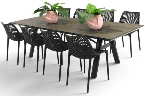 8 Isla Chairs & 2.6m Allure Table Black