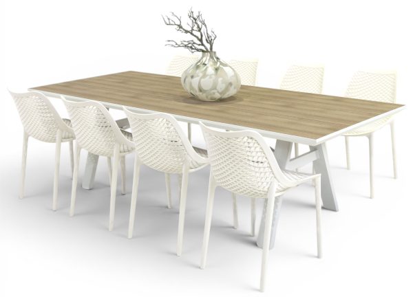 8 Isla Chairs & 2.6m Allure Table White