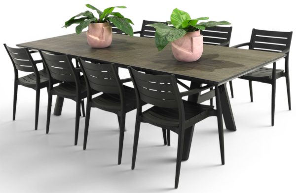 8 Lyon Chairs & 2.6m Allure Table Black