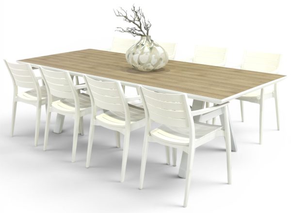8 Lyon Chairs & 2.6m Allure Table White