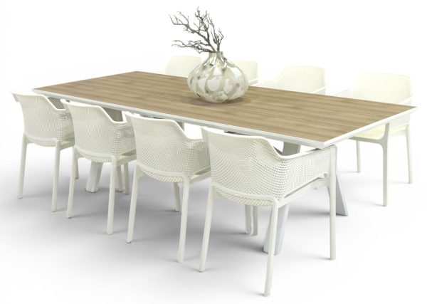 8 Paris Chairs & 2.6m Allure Table White