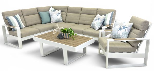 Allure High Back Modular Coffee Set & Single Sofa White