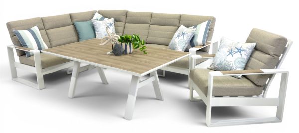 Allure High Back Modular Dining Deluxe Set & Single Sofa White