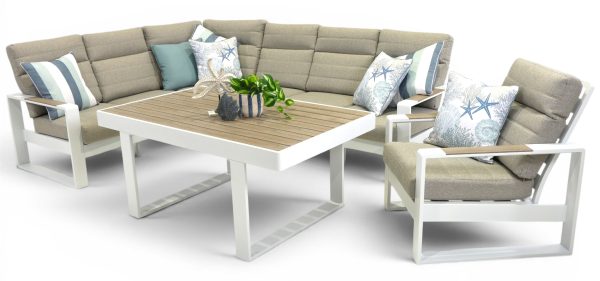 Allure High Back Modular Dining Set & Single Sofa White
