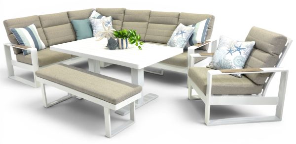 Allure High Back Modular Large Pop-Up Set, Bench & Single Sofa White