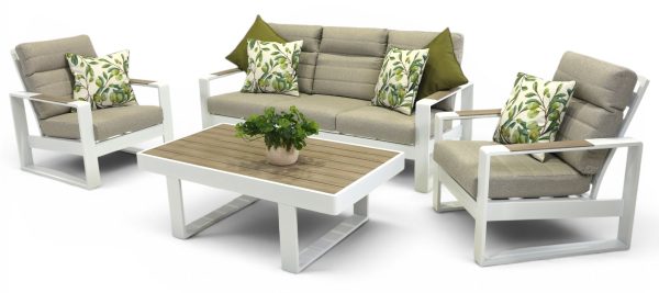 Allure High Back Sofa Coffee Set White