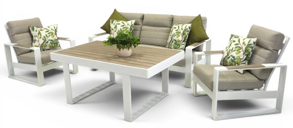 Allure High Back Sofa Dining Set White