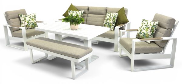 Allure High Back Sofa Small Pop-Up Set & Bench White